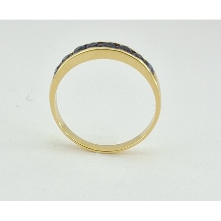ANILLO MEDIA ALIANZA ORO AMARILLO ZAFIROS AZULES