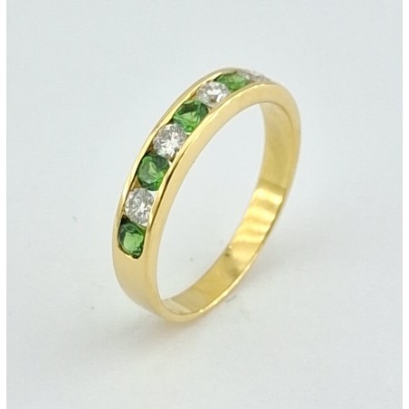 ANILLO COMPROMISO ORO AMARILLO DIAMANTES ESMERALDA