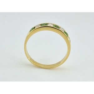 ANILLO COMPROMISO ORO AMARILLO DIAMANTES ESMERALDA