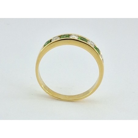 ANILLO COMPROMISO ORO AMARILLO DIAMANTES ESMERALDA