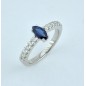 ANILLO COMPROMISO ZAFIRO AZUL DIAMANTES ORO BLANCO