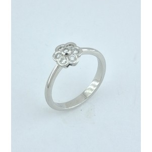 ANILLO COMPROMISO ORO BLANCO ROSETON Y DIAMANTES