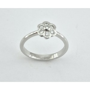 ANILLO COMPROMISO ORO BLANCO ROSETON Y DIAMANTES