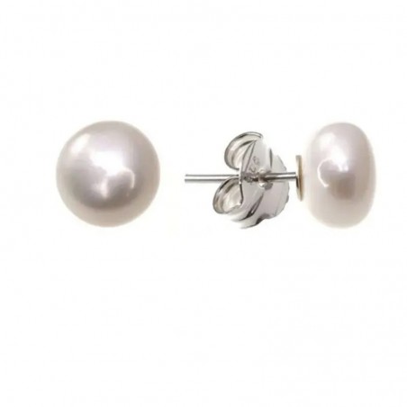 PENDIENTES MUJER CON PERLA BOTON DE AGUA DULCE