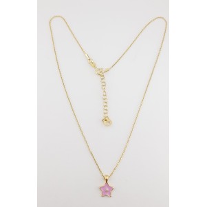 COLLAR ESTRELLA   ROSA PLATA  BAÑO ORO AMARILLO