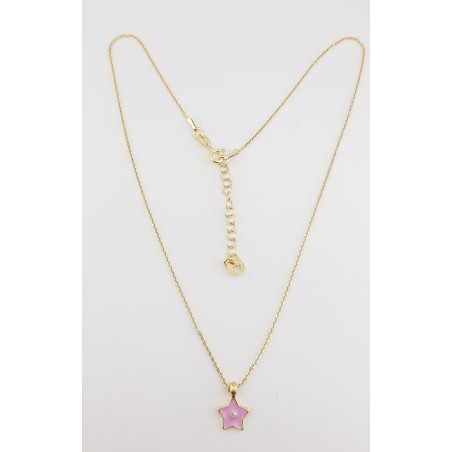 COLLAR ESTRELLA   ROSA PLATA  BAÑO ORO AMARILLO