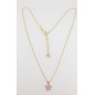 COLLAR ESTRELLA   ROSA PLATA  BAÑO ORO AMARILLO