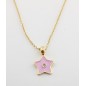 COLLAR ESTRELLA   ROSA PLATA  BAÑO ORO AMARILLO
