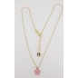 COLLAR FLOR ROSA  PLATA BAÑO ORO AMARILLO 