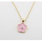 COLLAR FLOR ROSA  PLATA BAÑO ORO AMARILLO 