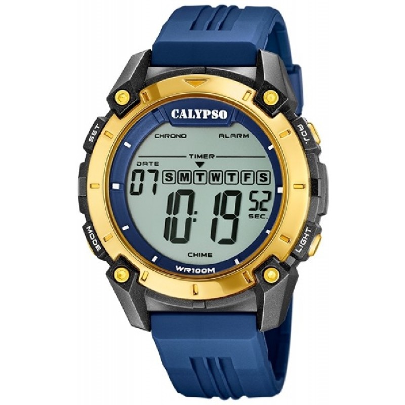 Calypso para hombre reloj digital K5664/2 color azul correa silicona